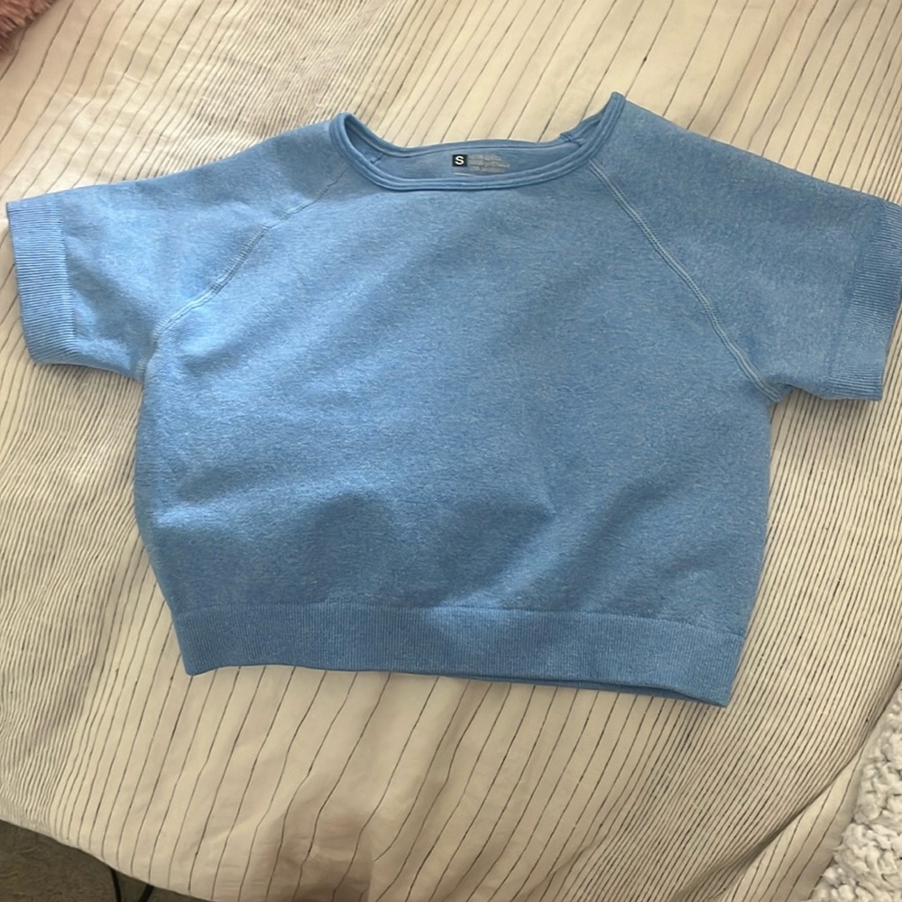 Blue SHEIN workout shirt